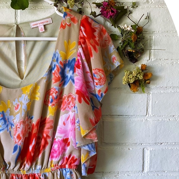 Margo & Sebastian Watercolor Floral Dress - Picture 2 of 3